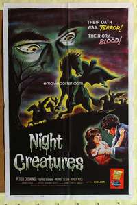 p570 NIGHT CREATURES one-sheet movie poster '62 really cool different art!