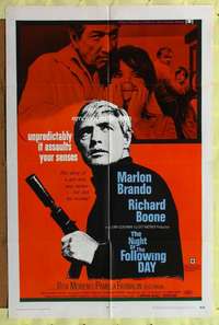 p571 NIGHT OF THE FOLLOWING DAY one-sheet movie poster '69 Brando, Boone