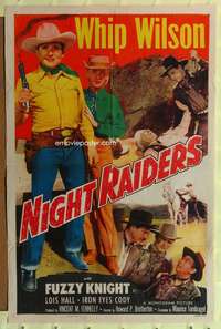 p576 NIGHT RAIDERS one-sheet movie poster '52 Whip Wilson, Fuzzy Knight