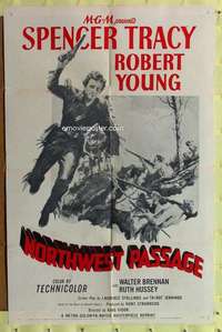 p585 NORTHWEST PASSAGE one-sheet movie poster R56 Spencer Tracy, Young