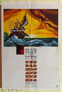 p598 OLD MAN & THE SEA one-sheet movie poster '58 Spencer Tracy, Hemingway