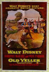 p599 OLD YELLER one-sheet movie poster '57 most classic Disney canine!