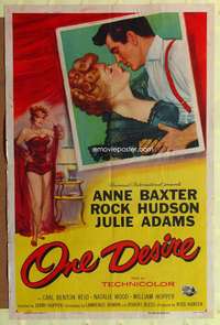 p609 ONE DESIRE one-sheet movie poster '55 sexy Anne Baxter, Rock Hudson