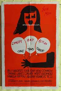 p615 ONE TWO THREE one-sheet movie poster '62 Billy Wilder, Saul Bass art!