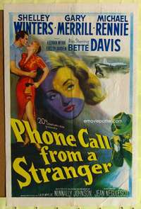 p645 PHONE CALL FROM A STRANGER one-sheet movie poster '52 Bette Davis