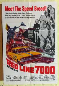 p664 RED LINE 7000 one-sheet movie poster '65 car racing, James Caan