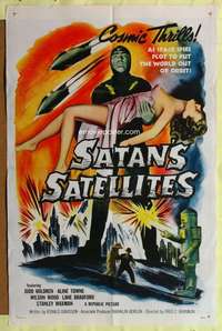 p687 SATAN'S SATELLITES one-sheet movie poster '58 Leonard Nimoy, sci-fi!