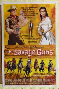 p688 SAVAGE GUNS one-sheet movie poster '62 Richard Basehart, Taylor