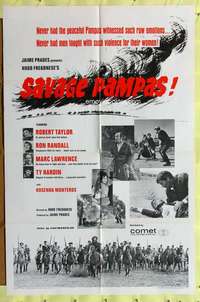 p689 SAVAGE PAMPAS one-sheet movie poster '67 Rod Taylor in South America!