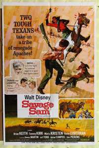 p690 SAVAGE SAM style A one-sheet movie poster '63 Walt Disney, Tommy Kirk