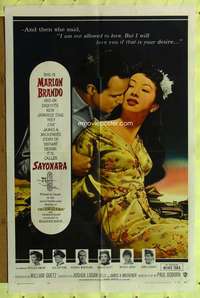 p691 SAYONARA one-sheet movie poster '57 Marlon Brando, Miiko Taka