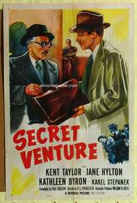 p695 SECRET VENTURE one-sheet movie poster '55 Kent Taylor, English!