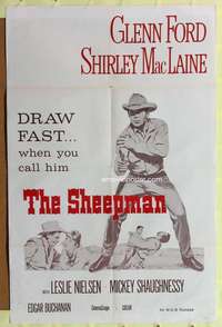 p711 SHEEPMAN one-sheet movie poster R60s Glenn Ford, Shirley MacLaine