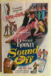 p733 SOUND OFF one-sheet movie poster '52 Mickey Rooney, Blake Edwards