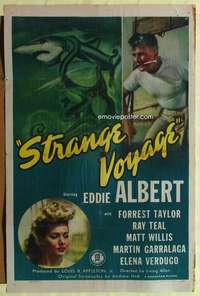 p745 STRANGE VOYAGE one-sheet movie poster '45 Eddie Albert, great image!
