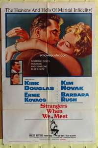 p746 STRANGERS WHEN WE MEET one-sheet movie poster '60 Kirk Douglas, Novak