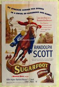 p752 SUGARFOOT one-sheet movie poster '51 Randolph Scott, Adele Jergens