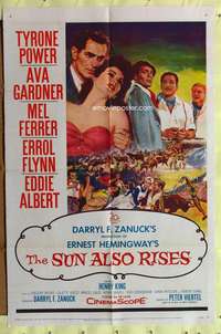 p755 SUN ALSO RISES one-sheet movie poster '57 Errol Flynn, Tyrone Power