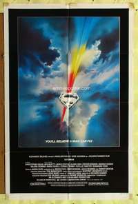 p756 SUPERMAN one-sheet movie poster '78 Chris Reeve, shield style!