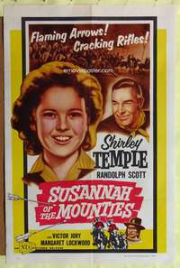 p758 SUSANNAH OF THE MOUNTIES one-sheet movie poster R58 Shirley Temple