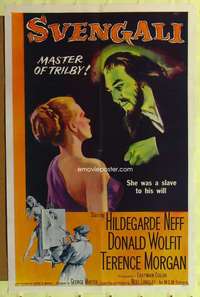 p761 SVENGALI one-sheet movie poster '55 hypnosis, sexy Hildegarde Neff