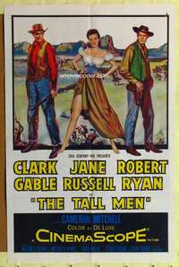 p765 TALL MEN one-sheet movie poster '55 Clark Gable, Jane Russell, Ryan