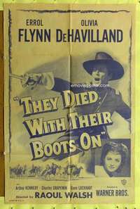 p775 THEY DIED WITH THEIR BOOTS ON one-sheet movie poster R40s Errol Flynn
