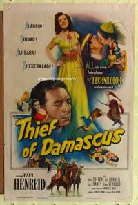 p778 THIEF OF DAMASCUS one-sheet movie poster '52 Paul Henreid, Verdugo