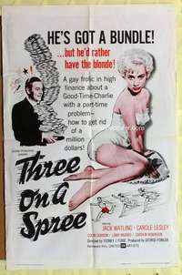 p781 THREE ON A SPREE one-sheet movie poster '61 English, super sexy image!