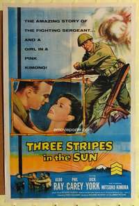 p782 THREE STRIPES IN THE SUN one-sheet movie poster '55 Aldo Ray, Kimura