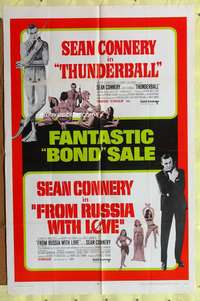 p338 FROM RUSSIA WITH LOVE/THUNDERBALL one-sheet movie poster '68 James Bond