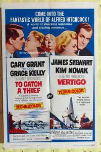 p787 TO CATCH A THIEF/VERTIGO one-sheet movie poster '63 Alfred Hitchcock