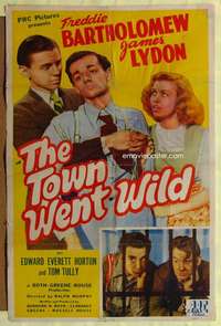 p796 TOWN WENT WILD one-sheet movie poster '44 Freddie Bartholomew, Lydon
