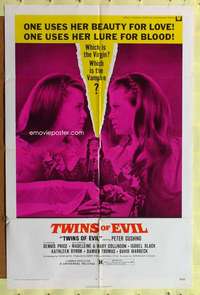 p808 TWINS OF EVIL one-sheet movie poster '72 virgin or vampire, Hammer!