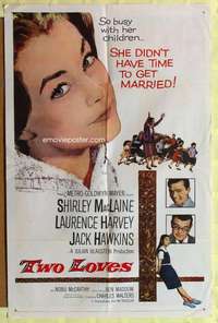 p810 TWO LOVES one-sheet movie poster '61 Shirley MacLaine, Laurence Harvey