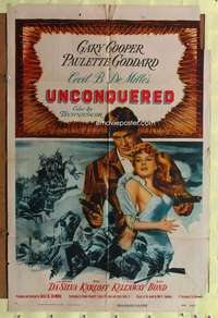 p815 UNCONQUERED one-sheet movie poster R55 Gary Cooper, Paulette Goddard