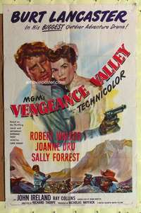 p820 VENGEANCE VALLEY one-sheet movie poster '51 Burt Lancaster, Joanne Dru