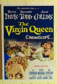 p824 VIRGIN QUEEN one-sheet movie poster '55 Bette Davis, Richard Todd