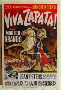 p825 VIVA ZAPATA one-sheet movie poster '52 Marlon Brando, John Steinbeck