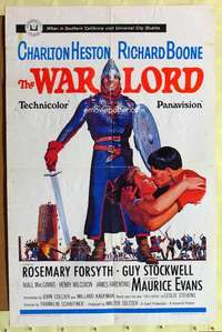 p834 WAR LORD one-sheet movie poster '65 Charlton Heston, Richard Boone