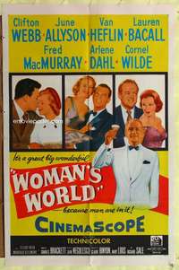 p865 WOMAN'S WORLD one-sheet movie poster '54 Allyson, Webb, Heflin, Bacall