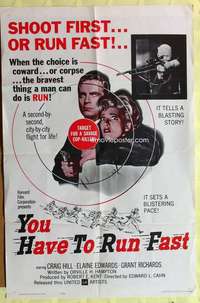 p874 YOU HAVE TO RUN FAST one-sheet movie poster '61 cop killer!