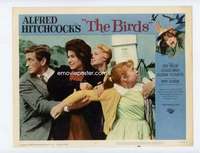 s250 BIRDS movie lobby card #1 '63 Alfred Hitchcock, Hedren, Taylor