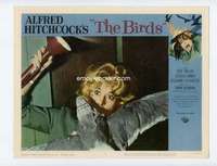 s245 BIRDS movie lobby card #2 '63 great close up bird attack!