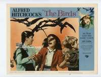 s247 BIRDS movie lobby card #3 '63 terrified kids attacked by birds!