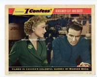 s122 I CONFESS movie lobby card #1 '53 Baxter & Montgomery Clift c/u!