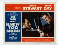 s191 MAN WHO KNEW TOO MUCH movie lobby card #3 '56 Stewart grabs gun!