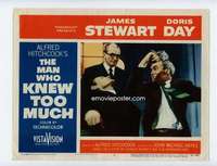 s190 MAN WHO KNEW TOO MUCH movie lobby card #5 '56 Stewart punching!
