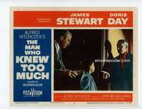 s188 MAN WHO KNEW TOO MUCH movie lobby card #8 '56 Stewart saves son!