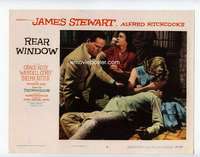 s141 REAR WINDOW movie lobby card #8 '54 Grace Kelly nurses Stewart!